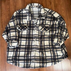 Women’s Plus Size Plaid Sherpa Jacket by Terra & Sky - Size 4X - w/ Pockets